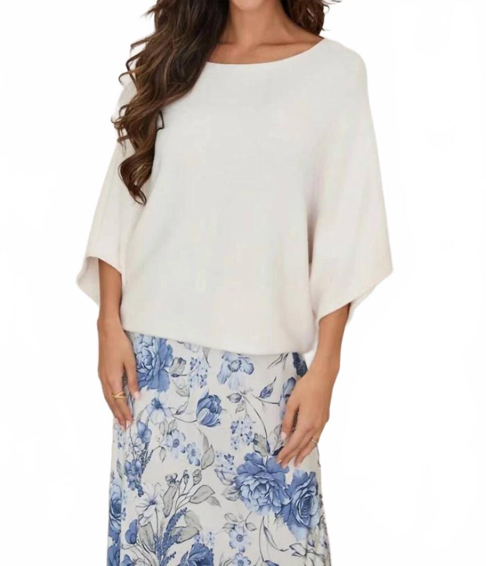 NEW MILIO MILANO boat neck tunic top in beige
